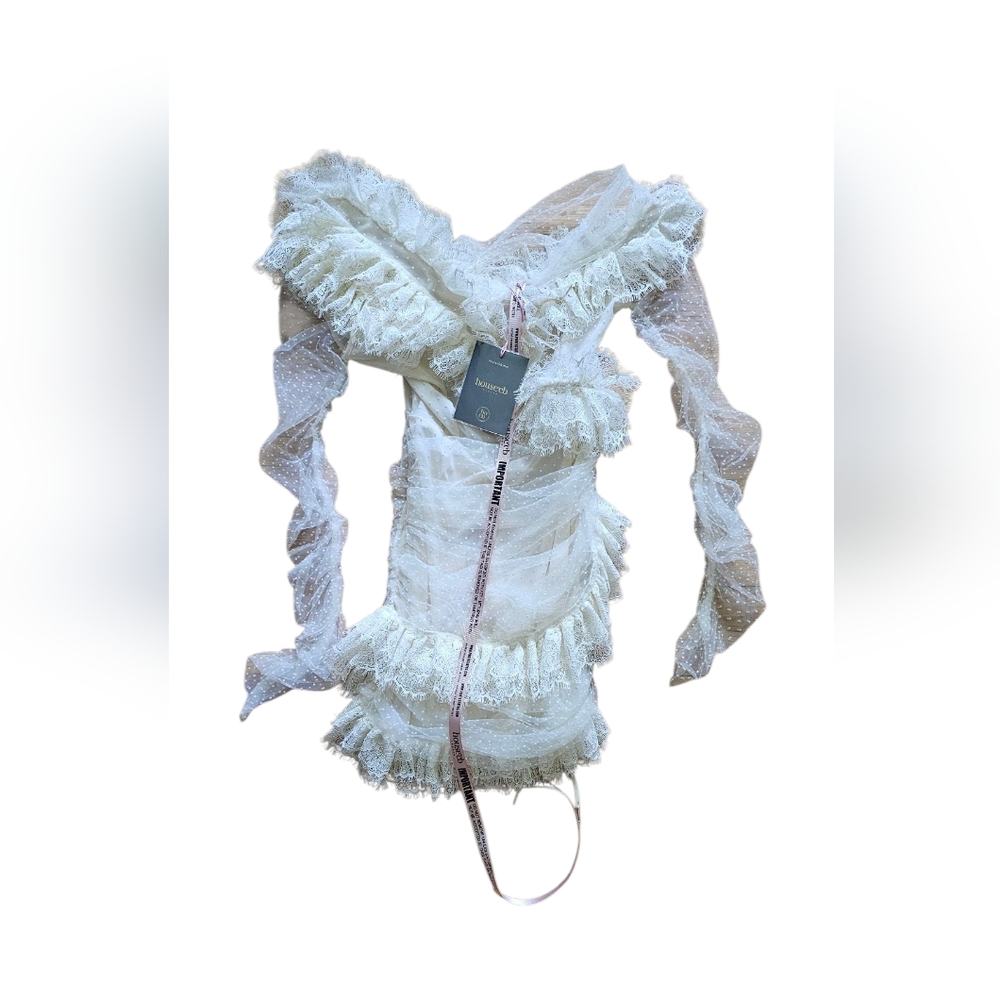 House Of CB-Sorrel -Ivory Lace Frill Mini Dress - Picture 10 of 12
